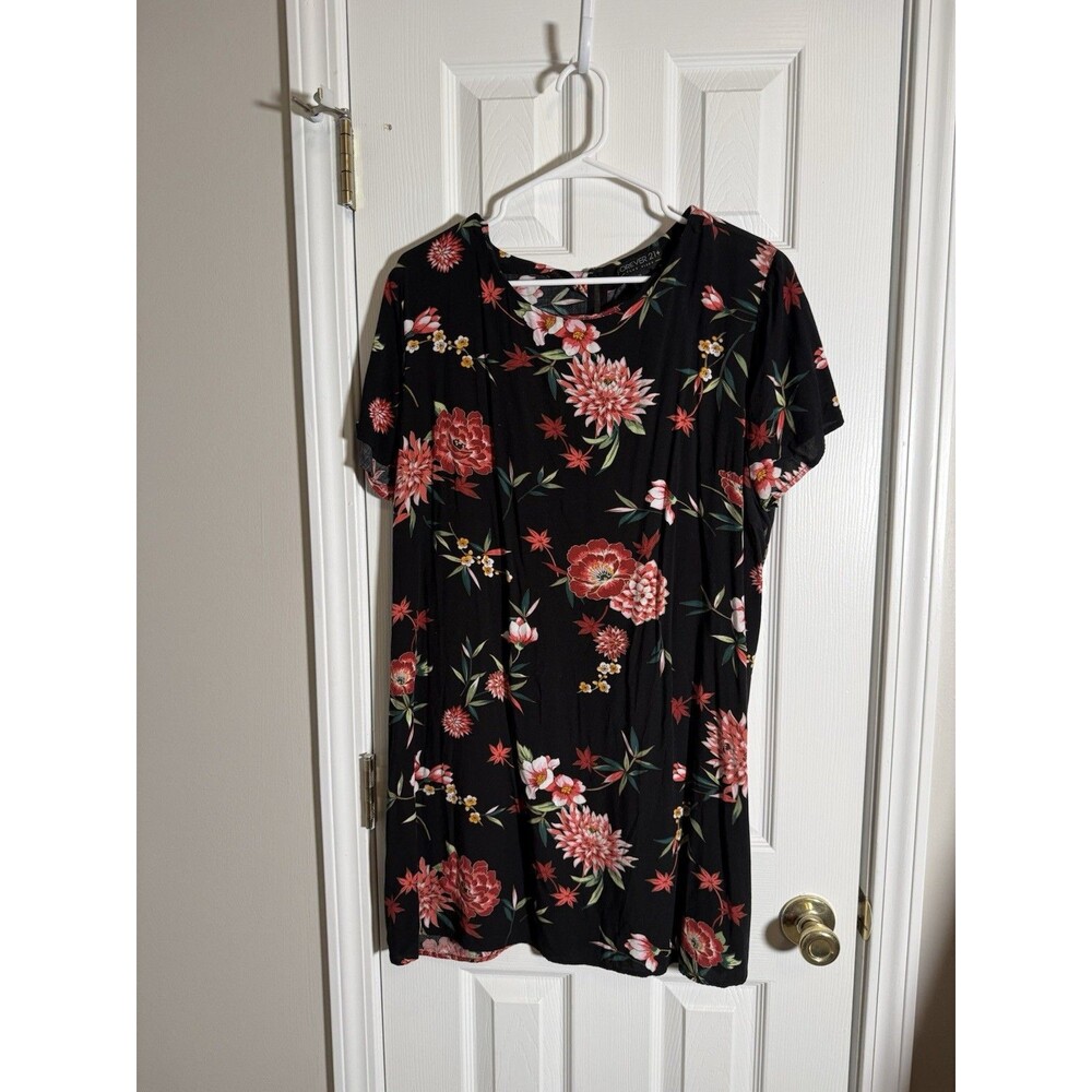 Forever 21 Plus Black Floral Shift Dress Short Sleeve Womens Size 2X NWOT - Picture 8 of 8